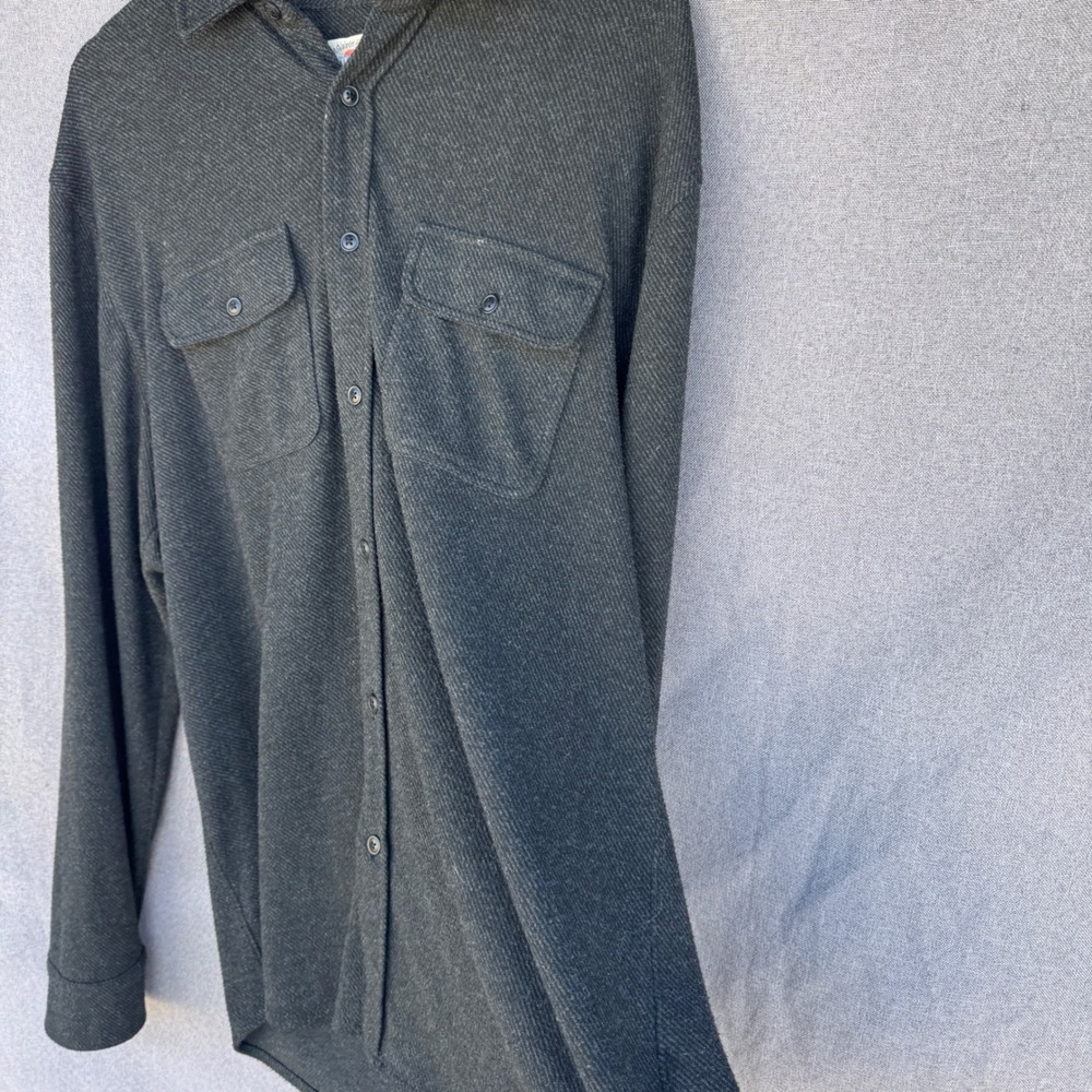 Faherty Sweater Shirt XL Grey Mens Herringbone Knit Stretch Button Down - Picture 13 of 14